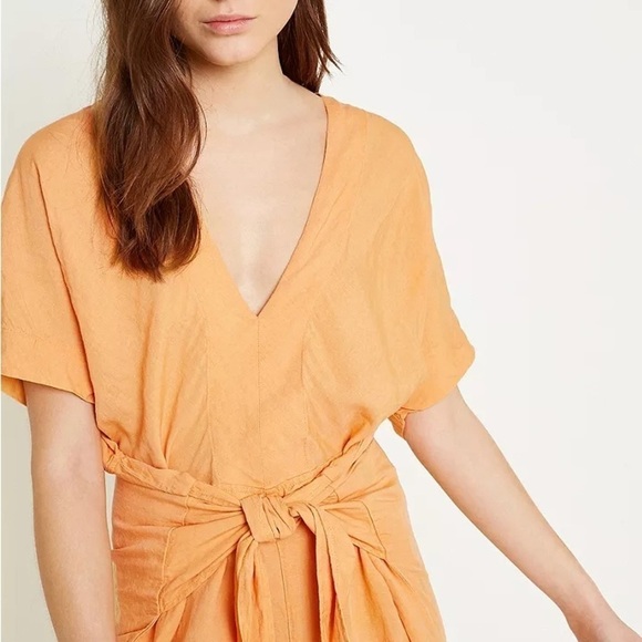 Free People Shining Sun Orange Tie-Front Jumpsuit - Picture 8 of 14